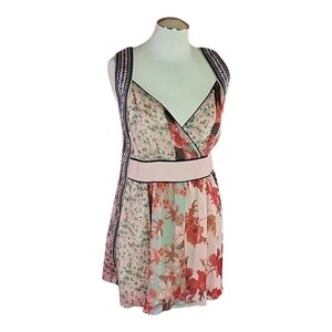 JW Style Multi Print Striped Floral Colorblock Sleeveless V Neck Plunge Tank Top
